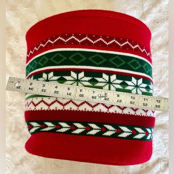 Knit Christmas Basket with handles soft sided | Clean | Green rope handles - Picture 9 of 11